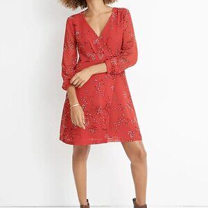 Madewell Women's Size 0 Red Hazelwood Wrap-Front Mini Dress in Windswept Floral